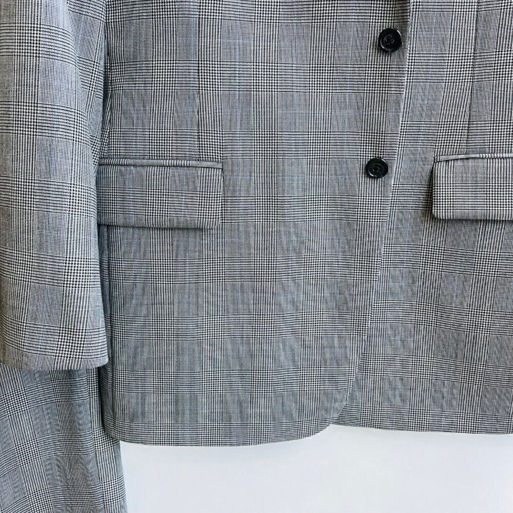 H. Freeman Plaid Suit, Classic Pleated Pants, Black/Gray, View 4